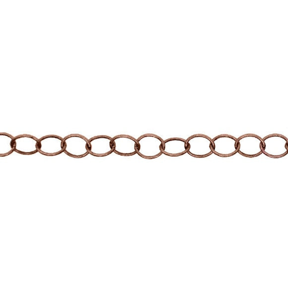 Soldered Extender Chain - Antiqued Copper Ox Round Wire Oval Links - Jewelry Making Cable Chain - Nickel Free Lead Free