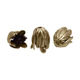 Small Tulip Caps - 2 Pieces - Antiqued Brass - 3D Flower End Cap Stampings Made in the USA - Vintage Style Jewelry Making Supplies