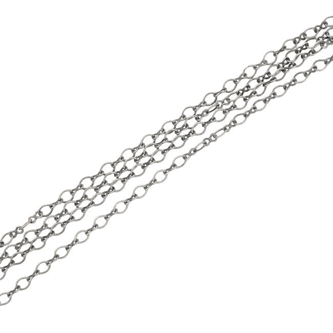 Soldered Cable Chain - Antiqued Silver Ox Infinity Link Figure 8 and Round Oval - Jewelry Making Chain with Petite Soldered Links