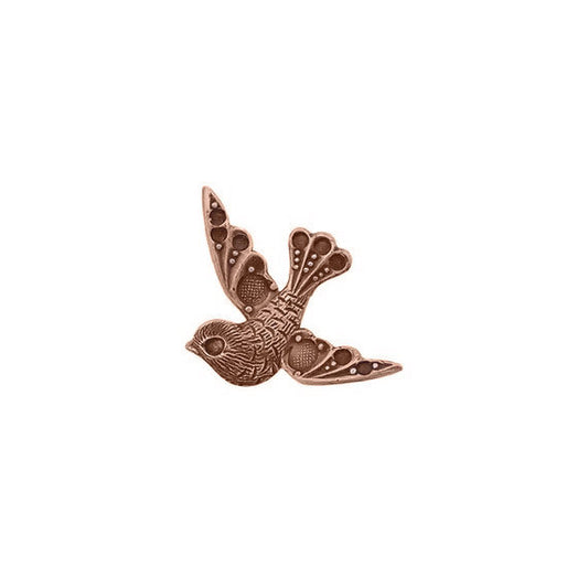 Small Bird with Settings for Tiny Round Rhinestones - Antiqued Copper Ox - Nickel Free - 2 Pieces - Vintage Style Scrapbook Embellishments
