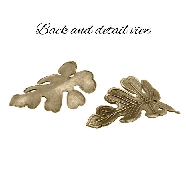 Oak Leaf Pendants - Antiqued Brass Ox - 2 Pieces - Scalloped 3D Dapt Oak Leaves with Hole for Hanging - Nature Themed Stampings