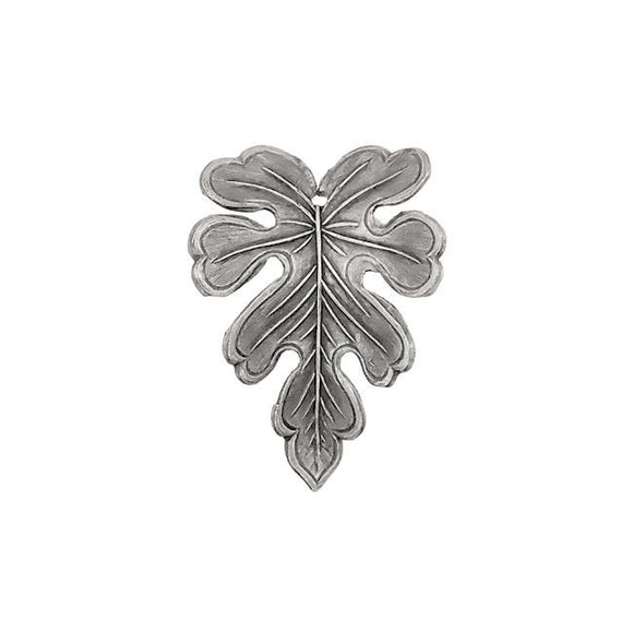 Oak Leaf Pendants - Antiqued Silver Ox Plated Brass - 2 Pieces - Scalloped 3D Dapt Oak Leaves with Hole for Hanging Nature Themed Stampings