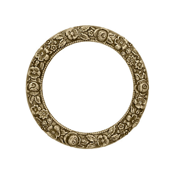 Round Frame of Romantic Roses - Antiqued Brass Ox Open Scrapbooking Frame - Antique Vintage Victorian Style USA Made Stampings Nickel-Free