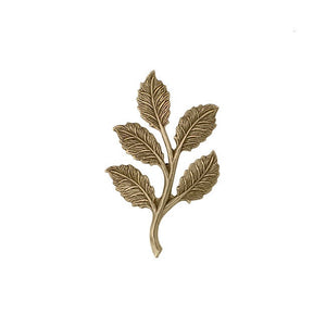 Smaller 5 Leaf Branch Stamping - Antiqued Brass Ox - Detailed Leaves with Veins - Made in the USA - 1 Piece - Metal Scrapbook Embellishment