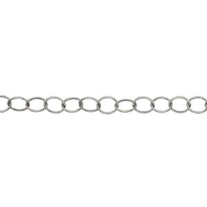 Soldered Extender Chain - Antiqued Silver Ox Round Wire Oval Links - Jewelry Making Cable Chain - Nickel Free Lead Free