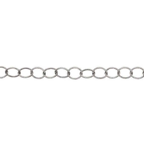 Soldered Extender Chain - Antiqued Silver Ox Round Wire Oval Links - Jewelry Making Cable Chain - Nickel Free Lead Free