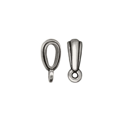 Tierracast Nouveau Sliding Bail - 4 Pieces - Antique Silver Oxide - Dark Silver Ox Plated Pewter Bail USA Made - Lead Free Nickel Free