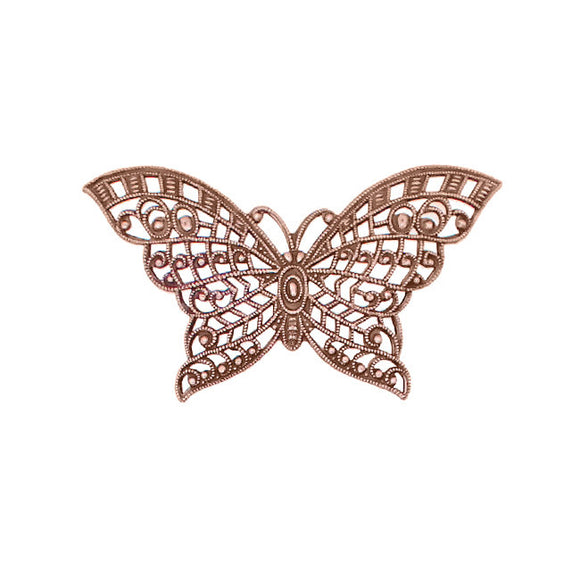 Butterfly Filigree with Lacy Wings - Antiqued Copper Ox - Intricate Detail Dapt Wings Rare Filigree - 1 Piece - High Quality European Brass