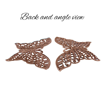 Butterfly Filigree with Lacy Wings - Antiqued Copper Ox - Intricate Detail Dapt Wings Rare Filigree - 1 Piece - High Quality European Brass