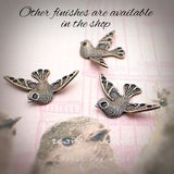 Small Bird with Settings for Tiny Round Rhinestones - Antiqued Copper Ox - Nickel Free - 2 Pieces - Vintage Style Scrapbook Embellishments