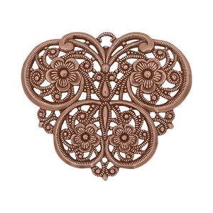 Large Filigree Butterfly Pendant - European Made Antiqued Copper Ox with Floral Design in the Wings