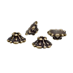 Tierracast Tiffany Bead Cap - 5mm Brass Oxide - 4 Pieces - Antiqued Brass Ox Plated Pewter Made in the USA - Lead Free Nickel Free