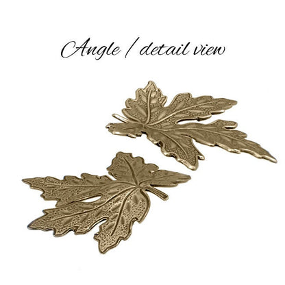 Medium Antiqued Brass Maple Leaf Stampings - 2 Pieces - Antique Brass Ox - Vintage Style Jewelry Making Supplies - Made in the USA