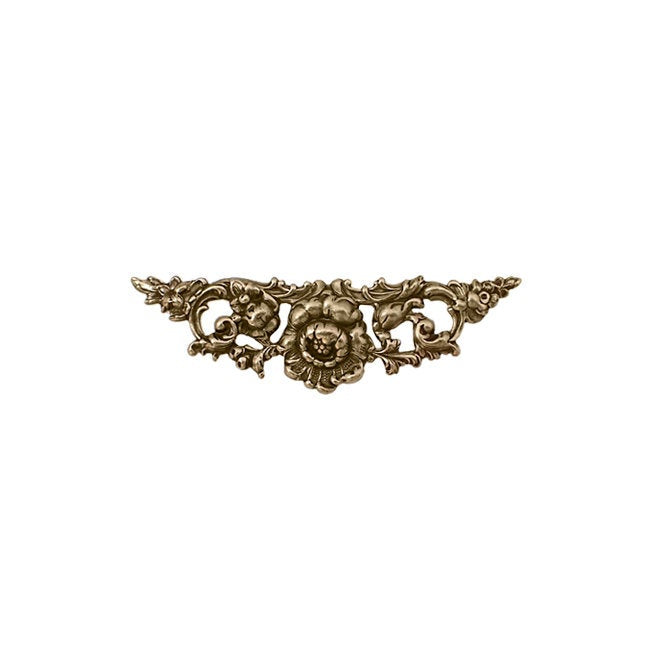 Small Floral Stamping - 2 Pieces - Antiqued Brass Ox - Victorian Art Nouveau Flourish Scrapbooking Metal Embellishment or Jewelry Base