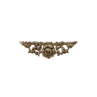 Small Floral Stamping - 2 Pieces - Antiqued Brass Ox - Victorian Art Nouveau Flourish Scrapbooking Metal Embellishment or Jewelry Base
