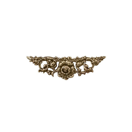 Small Floral Stamping - 2 Pieces - Antiqued Brass Ox - Victorian Art Nouveau Flourish Scrapbooking Metal Embellishment or Jewelry Base