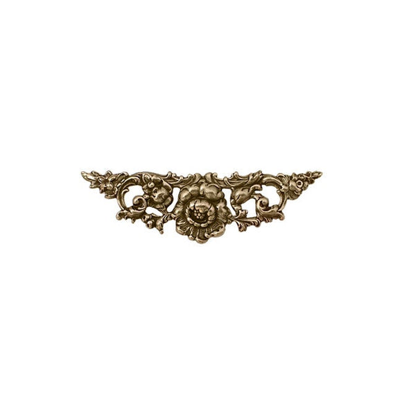 Small Floral Stamping - 2 Pieces - Antiqued Brass Ox - Victorian Art Nouveau Flourish Scrapbooking Metal Embellishment or Jewelry Base
