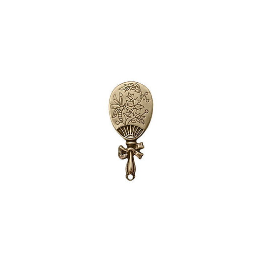Baby Rattle Pendants or Charms - 2 Pieces - Antique Brass Ox Bronze Colored with Hole and Floral Pattern - USA Made Scrapbook Embellishments