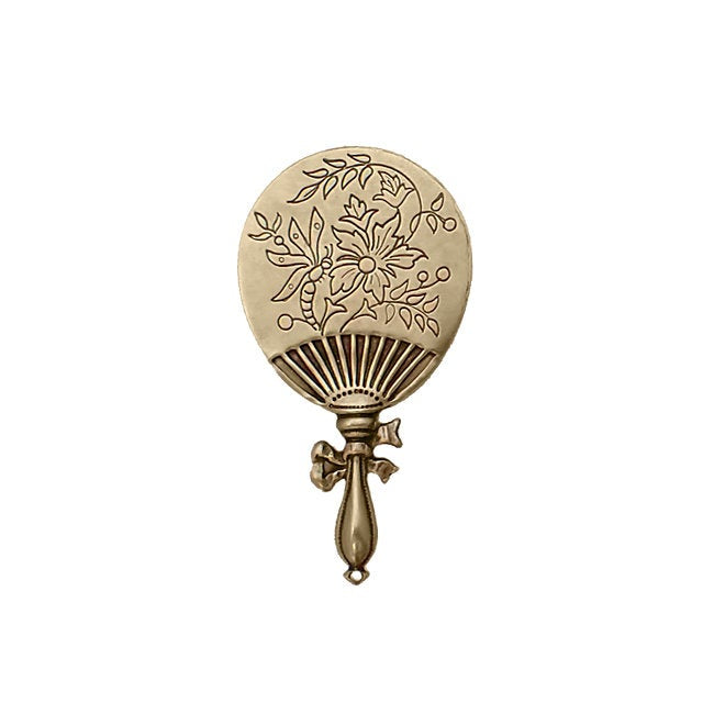 Large Baby Rattle Pendant - 1 Piece - Antique Brass Ox Bronze Colored with Hole and Floral Pattern - USA Made Scrapbook Embellishments