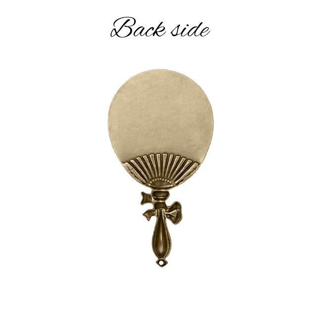 Large Baby Rattle Pendant - 1 Piece - Antique Brass Ox Bronze Colored with Hole and Floral Pattern - USA Made Scrapbook Embellishments