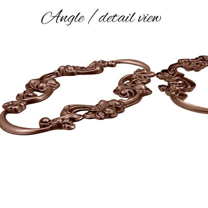 Large Art Nouveau Frame with Flourish Floral Pattern - Shabby Antiqued Copper Ox Vintage Style Scrapbooking Frame - Jewelry Brooch Findings
