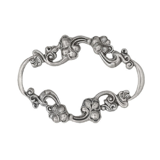 Large Art Nouveau Frame with Flourish Floral Pattern - Shabby Antiqued Silver Ox Vintage Style Scrapbooking Frame - Jewelry Brooch Findings