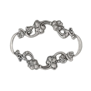 Large Art Nouveau Frame with Flourish Floral Pattern - Shabby Antiqued Silver Ox Vintage Style Scrapbooking Frame - Jewelry Brooch Findings