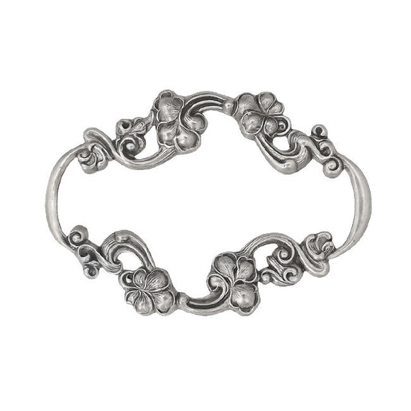 Large Art Nouveau Frame with Flourish Floral Pattern - Shabby Antiqued Silver Ox Vintage Style Scrapbooking Frame - Jewelry Brooch Findings