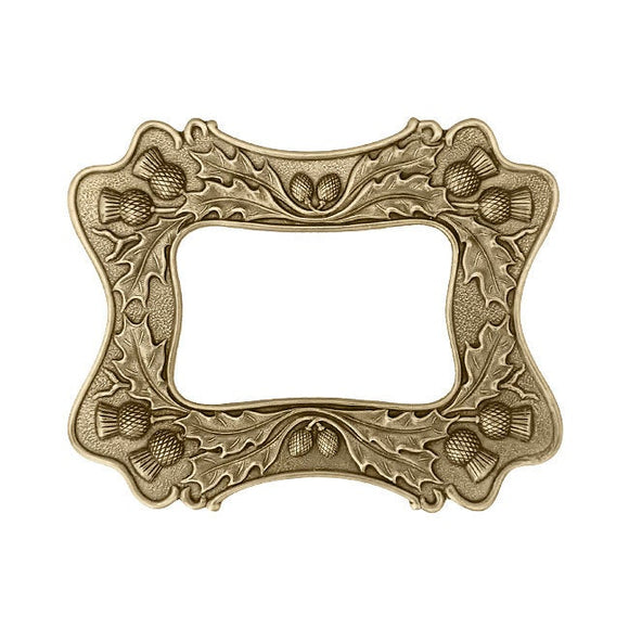 Antiqued Brass Ox Rectangle Frame with Thistle Design - Vintage Victorian Scottish Style Scrapbooking Frame - Brooch Findings