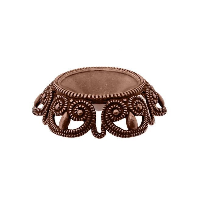 Filigree Setting for 14mm Rivoli Stones - 1 Piece European German Made Antiqued Copper Ox - For Pointed Back Swarovski 1122 Vintage Style
