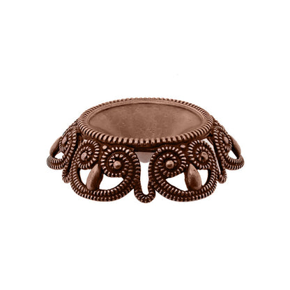 Filigree Setting for 14mm Rivoli Stones - 1 Piece European German Made Antiqued Copper Ox - For Pointed Back Swarovski 1122 Vintage Style