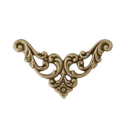 Filigree Corners with Flourish and Flower Pattern - Antiqued Brass Ox - 4 Pieces - Steampunk Scrapbooking Corners or Jewelry Victorian Style