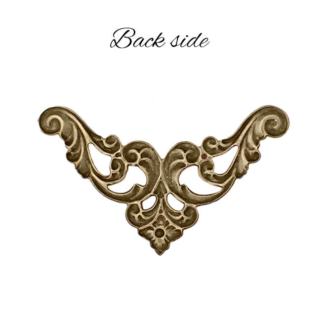 Filigree Corners with Flourish and Flower Pattern - Antiqued Brass Ox - 4 Pieces - Steampunk Scrapbooking Corners or Jewelry Victorian Style
