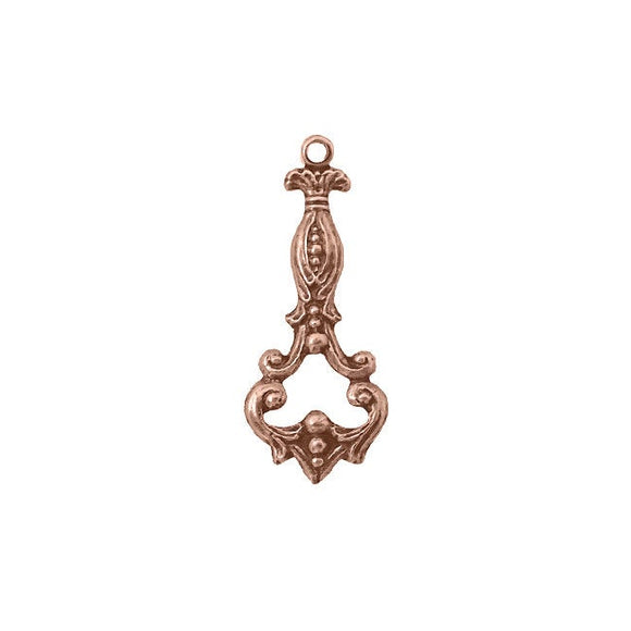 Dainty Victorian Drops - Antiqued Copper Ox Antique Vintage Style Charms - USA Made Brass Stampings for Jewelry Making