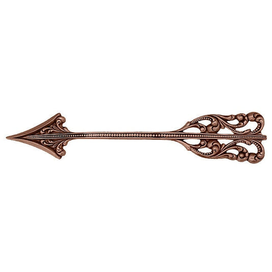 Large 5 Inches Antiqued Copper Ox Arrow Stamping - Victorian Art Nouveau Filigree Scrapbooking Metal Embellishment or Jewelry Base - 1 Piece