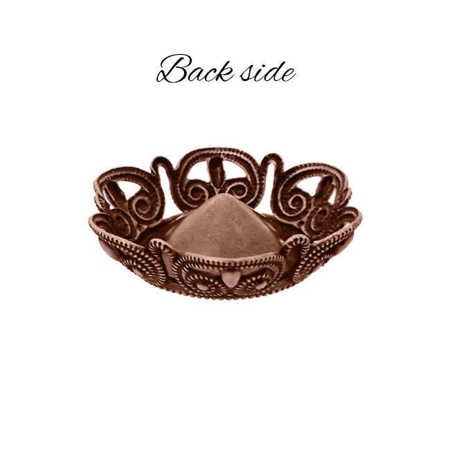 Filigree Setting for 14mm Rivoli Stones - 1 Piece European German Made Antiqued Copper Ox - For Pointed Back Swarovski 1122 Vintage Style