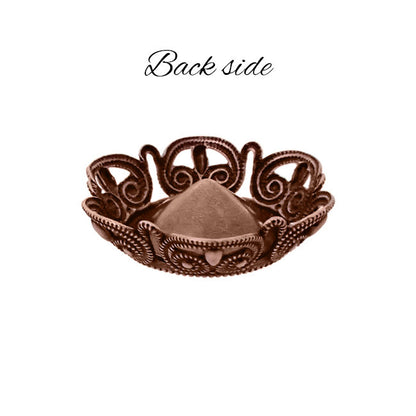Filigree Setting for 14mm Rivoli Stones - 1 Piece European German Made Antiqued Copper Ox - For Pointed Back Swarovski 1122 Vintage Style