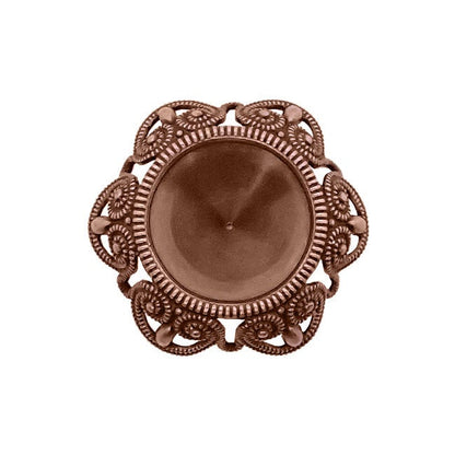 Filigree Setting for 14mm Rivoli Stones - 1 Piece European German Made Antiqued Copper Ox - For Pointed Back Swarovski 1122 Vintage Style