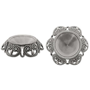 Filigree Setting for 14mm Rivoli Stones - 1 Piece European German Made Antiqued Silver Ox - For Pointed Back Swarovski 1122 Vintage Style