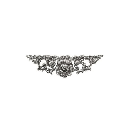 Small Floral Stamping - 2 Pieces - Antiqued Silver Ox - Victorian Art Nouveau Flourish Scrapbooking Metal Embellishment or Jewelry Base