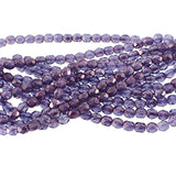 Czech Glass Beads - 4mm Fire Polished - Lumi Transparent Purple Luster