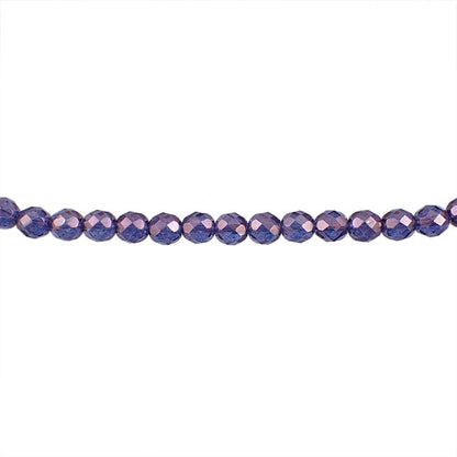 Czech Glass Beads - 8mm Fire Polished  - Lumi Transparent Amethyst Purple Luster