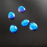 8x6mm Bermuda Blue Oval Faceted Czech Glass Stones - 8mm 8 x 6 mm - Rauten Rose Cabochons - 6 Pieces for Jewelry or Scrapbook Embellishments