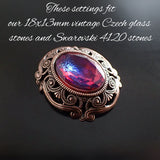 Filigree Setting for 18x13mm Oval Stones - 1 Piece European Made Antiqued Copper Ox - For Fully Faceted 4120 Fancy Rhinestones