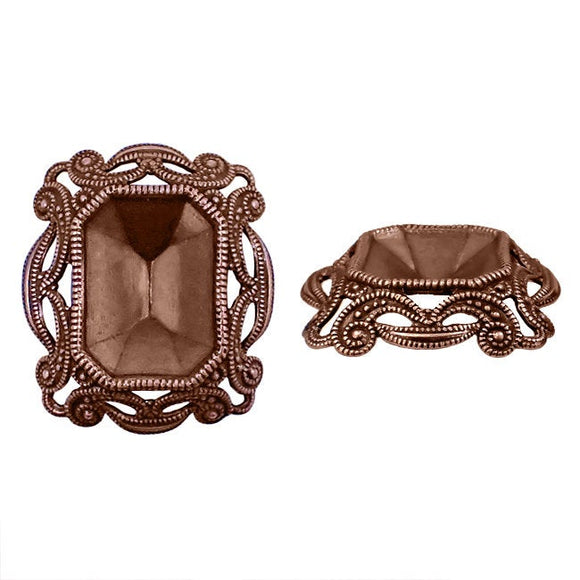 Filigree Setting for 18x13mm Octagon Stones - 1 Piece European Made Antiqued Copper Ox - For Fully Faceted Fancy Rhinestones