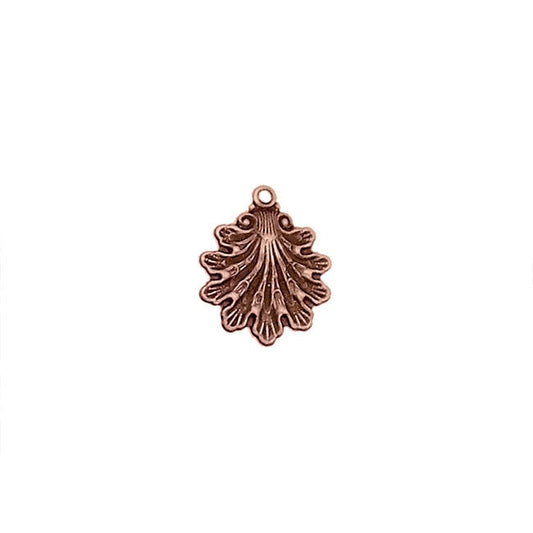 Antique Copper Ox Seashell Charms - 4 Pieces - Small Size - Fantasy Whimsical Mermaid Sea shell Ocean Beach Themed Jewelry Supplies