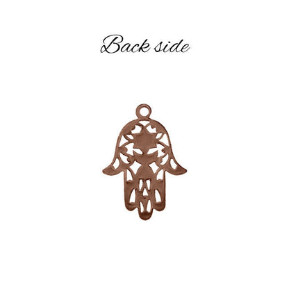 Hamsa Hand Filigree Charm Drops - Antiqued Copper Ox Pendants - Hand of Fatima Good Luck Symbol - 2 Pieces Hi Quality Stampings