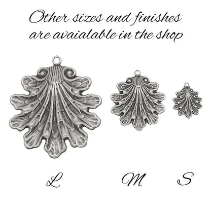Antique Silver Ox Seashell Charms - 4 Pieces - Small Size - Fantasy Whimsical Mermaid Sea shell Ocean Beach Themed Jewelry Supplies