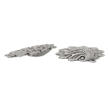 Antique Silver Ox Seashell Pendants - 2 Pieces Medium Size - Fantasy Whimsical Mermaid Ocean Beach Themed Jewelry Supplies