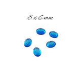 8x6mm Bermuda Blue Oval Faceted Czech Glass Stones - 8mm 8 x 6 mm - Rauten Rose Cabochons - 6 Pieces for Jewelry or Scrapbook Embellishments
